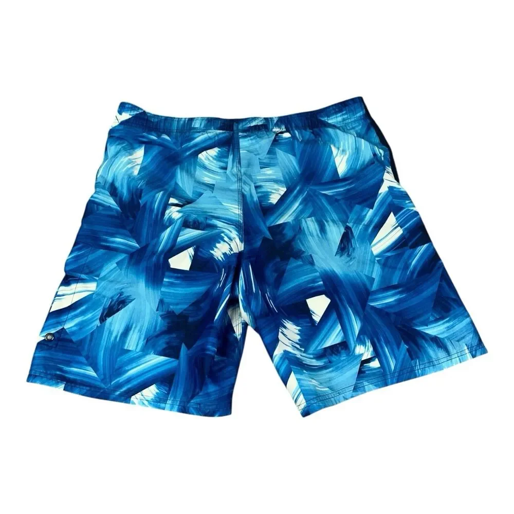 Nike Swim Shorts Men's Size Medium Blue Woven Flow All Over Print Lined Shorts